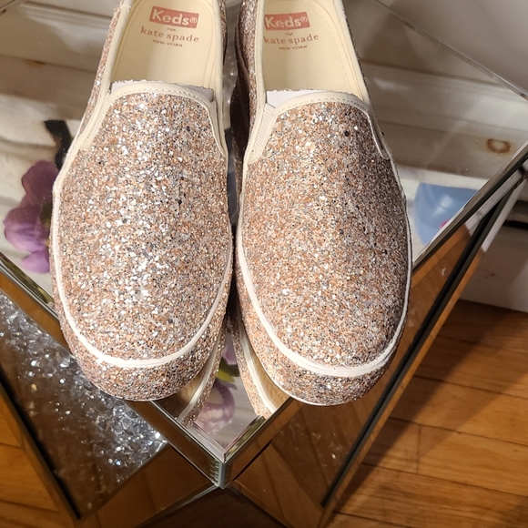 Kate Spade/Keds gold glitter shoes - Picture 2 of 3